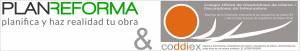 La imagen muestra logotipos de dos organizaciones, Plan Reforma a la izquierda y Colegio de Interioristas, Decoradores de Extremadura (CODDI) a la derecha, lo que probablemente indica una colaboración.