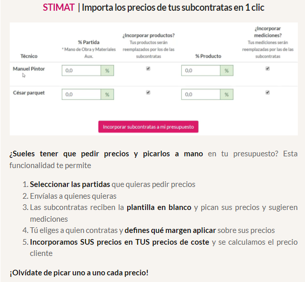 STIMAT  | Importa los precios de tus subcontratas en 1 clic