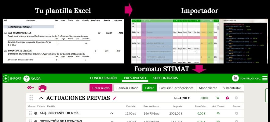 Importa tu plantilla de Excel a STIMAT
