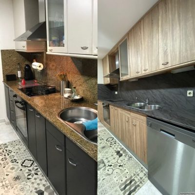 Antes y después de una reforma de cocina. Foto: Recover Grup