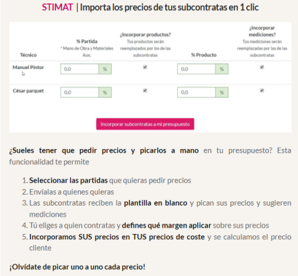 STIMAT  | Importa los precios de tus subcontratas en 1 clic