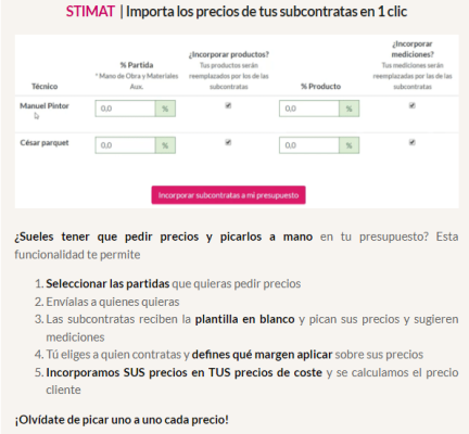 STIMAT  | Importa los precios de tus subcontratas en 1 clic